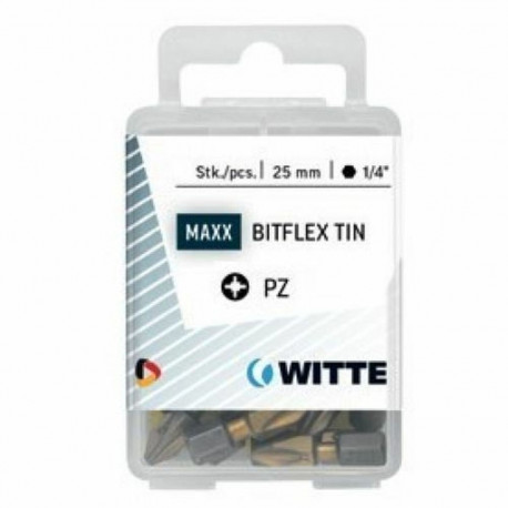 Otsakukomplekt WITTE PZ 2 BITFLEX TIN Pozidriv PZ2 15 Ühikut 15 Tükid, osad