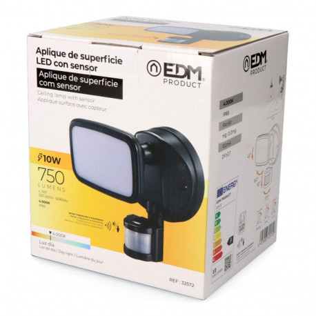 LED spotlight EDM 32572 Must F 10 W 750 Lm (4000 K)