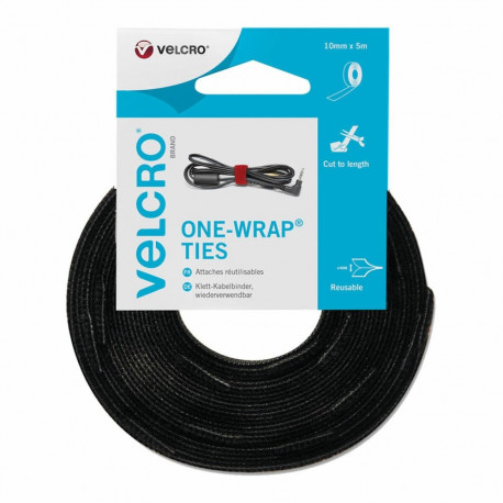 Kaablikinnitused Velcro one-wrap Must 10 mm x 5 m