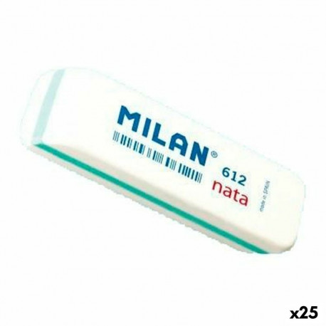 Kustutuskummide komplekt Milan 612 NATA Valge 7,8 x 2,3 x 1,2 cm 12 Tükid, osad (25 Ühikut)