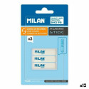 Eraser Set Milan AFILABORRA STICK White 3 Pieces (12 Units)