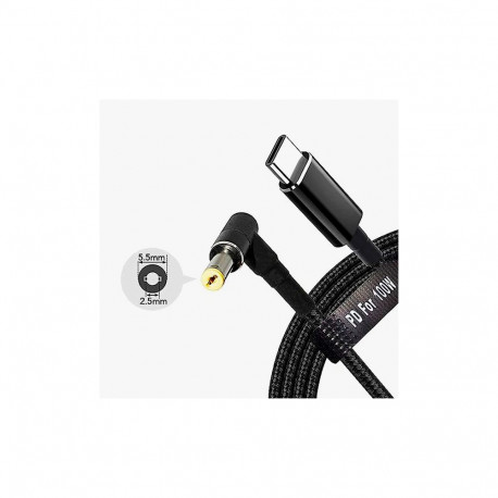 Fusion sülearvuti laadimiskaabel USB-C ja Asus 5.5 x 2.5 mm | 18,5V-20V | 100W | 1,8m