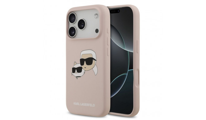 Karl Lagerfeld Apple iPhone 17 Pro Liquid Silicone Double Heads MagSafe Case Pink