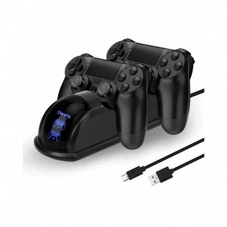 GameBox D4 Dual Slot Charger Dock Stand for Play Station 4 Controllers with LED Light Black