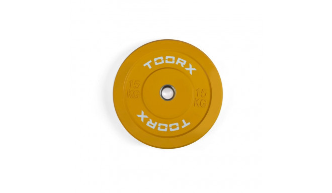Raskusketas TOORX Bumper Plate Challenge, kollane, 50 mm, 15 kg
