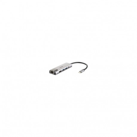 D-Link DUB-M520 USB-C hub with Ethernet and power delivery, USB hub (silver)