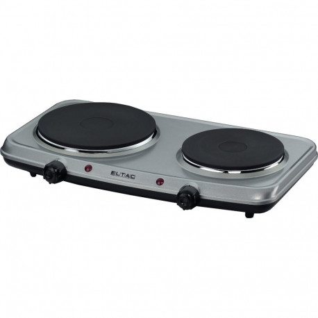 Doppelkochplatte ELTAC DK 28 (silber, 2.500 Watt, Kochflächen Ø 14,5cm / Ø 18cm)