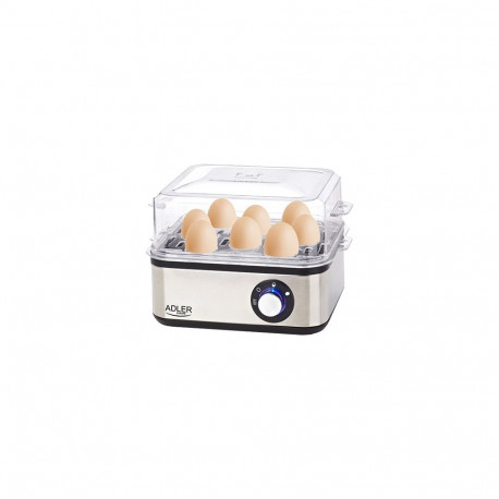 Adler AD 4486 egg cooker 8 egg(s) 800 W Black,Satin steel,Transparent