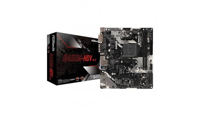 Asrock B450M-HDV R4.0 AMD B450 Socket AM4 micro ATX emaplaat