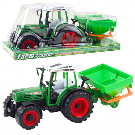 Traktor Pojazd Rolniczy Farmerski Z Siewnikiem Zielony 34cm