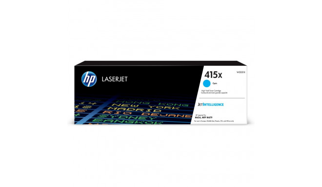 HP 415X High Capacity Cyan Laser Toner Cartridge, 6000 pages, for HP Color LaserJet Pro M454, M479