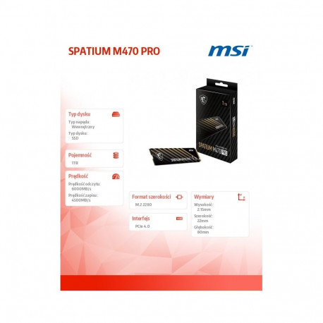 SPATIUM M470 PRO pooljuhtketas 1TB M.2 PCIe4 6000/4500MB/s