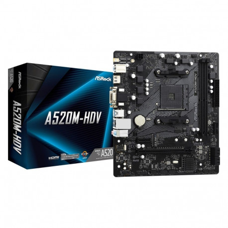 ASRock emaplaat A520M-HDV AM4 2DDR4 HDMI/DVI/VGA M.2 mATX