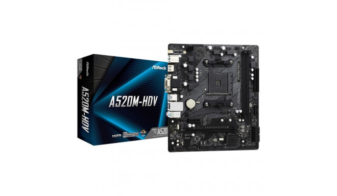 ASRock emaplaat A520M-HDV AM4 2DDR4 HDMI/DVI/VGA M.2 mATX