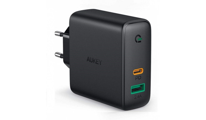 AUKEY PA-D1 30W Dual Port PD Wall Charger (USB-C & USB-A) with Dynamic Detect