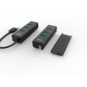 HUB 4x USB 3.0; BC1.2; BLACK; Y-3089