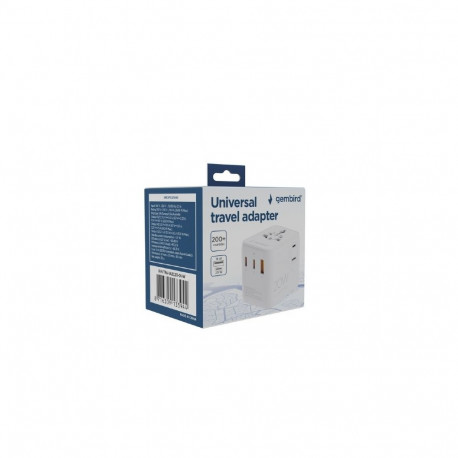 Gembird universaalne reisivõimsusadapter TPA-1A2C20-01-W 20 W reisadapter