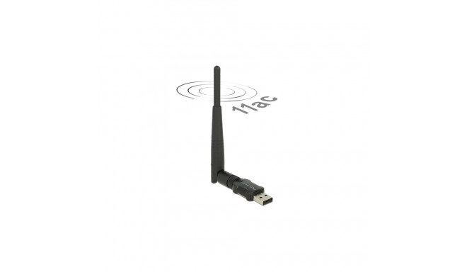 WiFi võrgukaart: USB, kuni 433Mbps, 2.4/5GHz 802.11ac/a/n/b/g, vahetatava antenniga