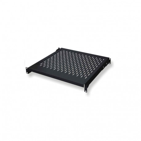 Fixed shelf 19", 1U, 450mm, 4-point mounting RAL 9005 black