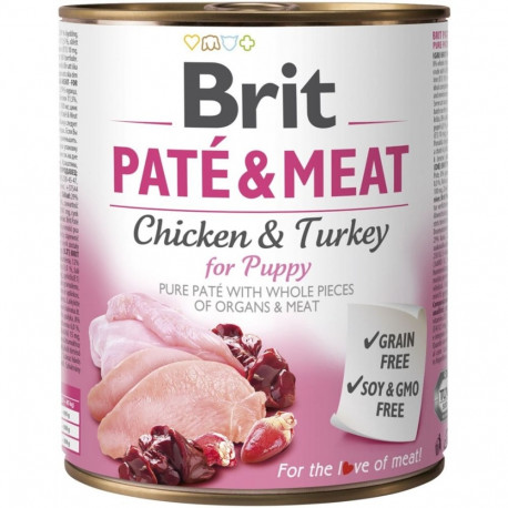 Dog Food - BRIT Paté & Meat Puppy Wet Food 800g Grain-Free