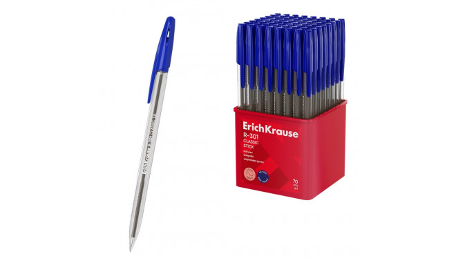 Ballpoint pen ErichKrause R-301 Stick Classic 1.0,  ink color: blue (cup 70 pcs.)