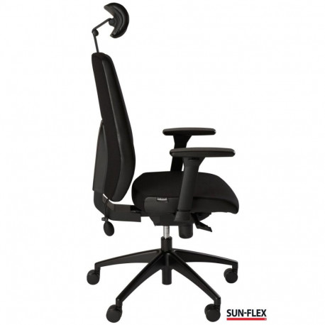 Officechair SUN-FLEX HB 250505 with headrest, adjustable armrests/fabric Onyx Black+black base