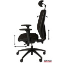 Töötool SUN-FLEX HB 250505 peatoega, regul. käetoed/kangas Onyx Black+must alum. jalarist