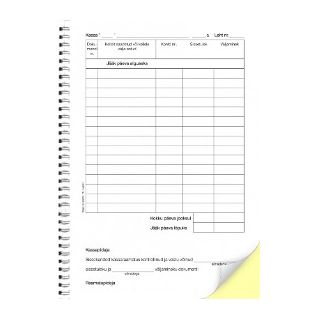 Kassaraamat A5 isekopeeruv spiraaliga (2x31lehte)