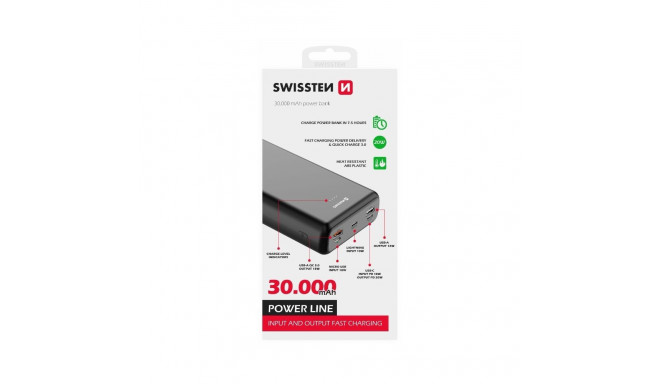 Swissten Line Power Power Bank 2xUSB / USB-C / Micro USB / Lightning / 20W / 30000 mAh