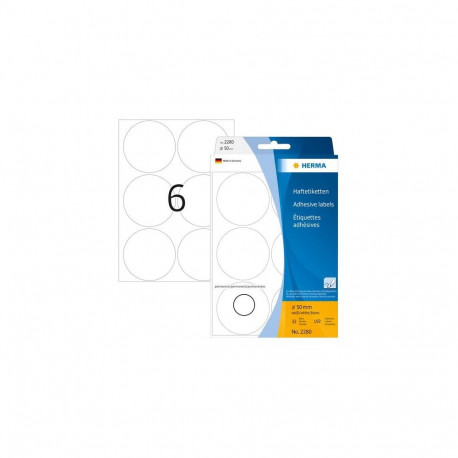 HERMA Multi-purpose labels/colour dots Ø 50 mm round white paper matt hand inscription 192 pcs.