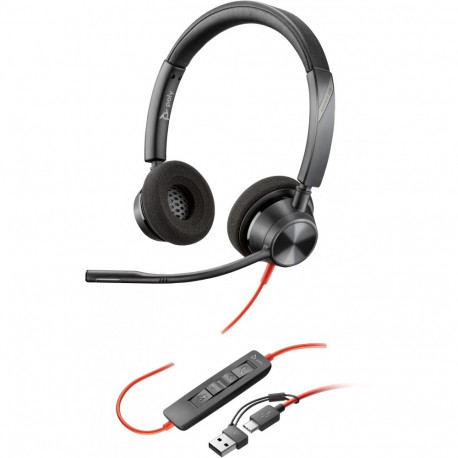 HP Poly Blackwire 3320 Stereo USB-C Headset +USB-C/A Adapter (213934-01)