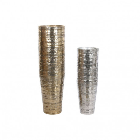 Vaas DKD Home Decor Kuldne Hõbedane Alumiinium Kaasaegne 31 x 31 x 106 cm