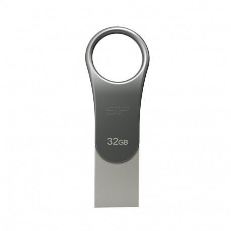 Silicon Power mälupulk 32GB Mobile C80 USB/USB-C 3.1 Gen 1, titanium
