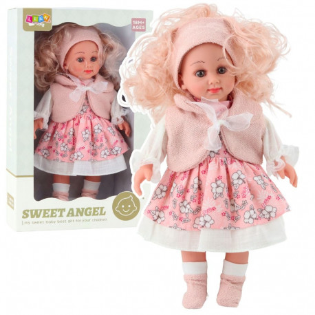 nukk sweet angel roosas lillelises kleidis varrukateta peapael 36cm