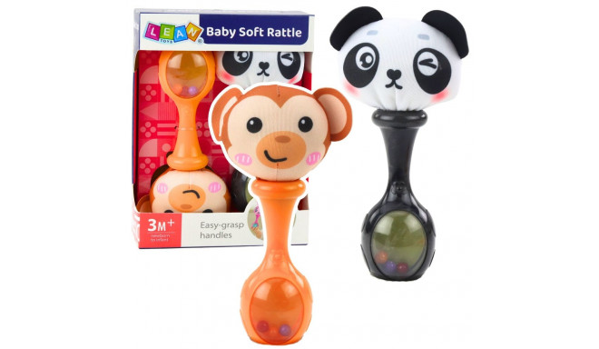 Zestaw Grzechotki Sensoryczne Z Miękką Piłeczką Małpka Panda 2szt