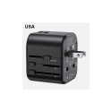 USAMS seinadapter 2xUSB T55 12W 4-ühes US/AU/EU/UK must CC173TC01 (US-CC173) universaalne reisilaadi USAMS seinadapter 2xUSB T55 12W 4-ühes US/AU/EU/UK must CC173TC01 (US-CC173) universaalne reisilaadi