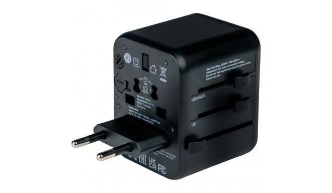 Verbatim Travel Adapter EU/UK/US 2xUSB-A/USB-C PD 20W UTA-02 black 49544