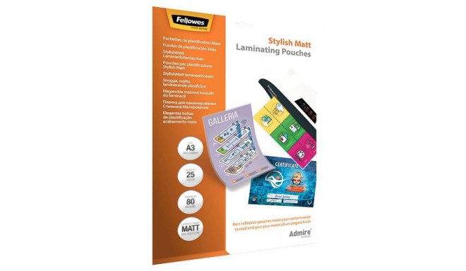 LAMINATOR POUCH STYLISH MATT/A3 80 25PCS 5602201 FELLOWES