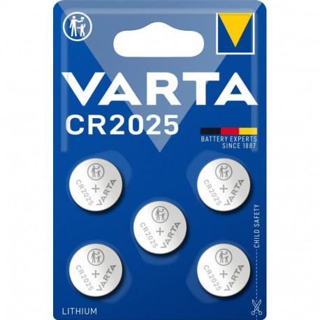 Battery - Varta CR2025 Lithium Coin Battery 3V 20x2.5mm 5 Pack