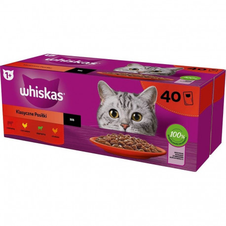 Cat Food - WHISKAS Classic Meals Mix Wet 40x85g, 7.3% Protein, 84.5% Moisture