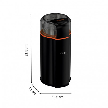 Coffee Grinder - Krups Silent Vortex GX3328 175W Blade 90g Capacity Black