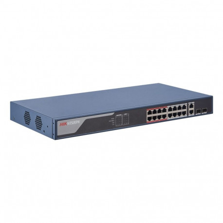Networking Switch - Hikvision DS-3E1318P-EI Managed PoE 16 Ports 230W 1U Blue