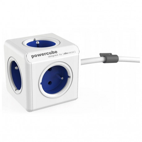 Power Extension Cord - Allocacoc PowerCube Extended Type E 5 AC Outlets 1.5m Indoor Blue