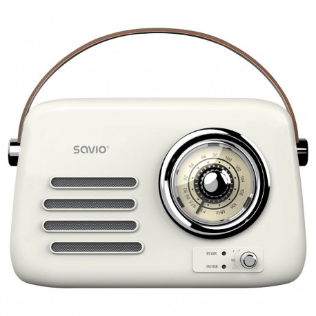 Audio Equipment - SAVIO RS-02 Portable Radio FM, MP3, Bluetooth 5.3, USB Charging, White