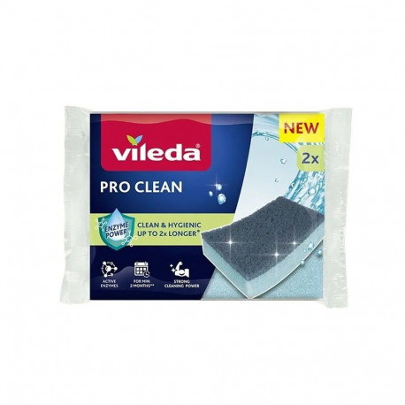 Cleaning Supplies - Vileda Pro Clean Enzyme Scourer 2 pcs. Sponge Material Blue/Grey