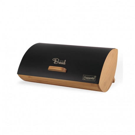 Kitchen Storage - Maestro MR-1775-BLACK Bread Box Bamboo Metal 133mm H Black Wood