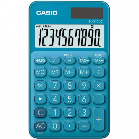 Calculator - Casio SL-310UC 10-Digit Display Battery/Solar Power Blue