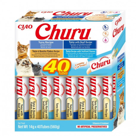 Cat Treat - INABA Churu Variety Box Tuna & Seafood 40x14g Grain-Free
