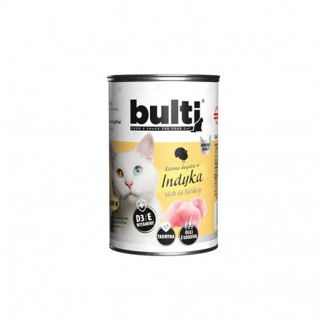 Cat Food - BULTI Rich in Turkey Wet Food 400g 77% Moisture 9.6% Protein