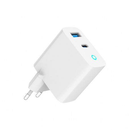 Charger - Gembird 2 Port 30W GaN USB Fast Charger PD 3.0 LED White
